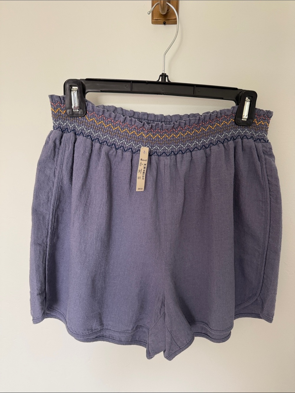 Madewell Smocked Waist Shorts with Embroidery